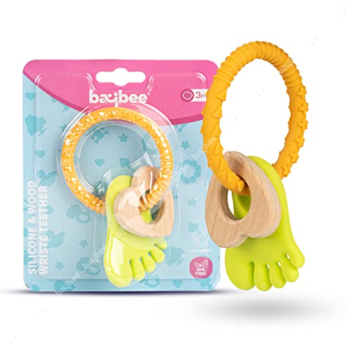 Image of Baybee Silicone Teether for Baby 6 to 12 Months | Textured Silicone Toy for Teething Relief | Non-Toxic Food Grade & BPA-Free Infant Chew Aid | Lightweight & Safe Teether for Babies | Oral Care Toy