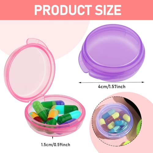 Image of 4 Pcs Mini Pill Organizer Small Pill Box Cute Portable Pill Case for Pocket Purse Travel Storage Containers Earplug Case Medicine Dispenser Vitamin Holder (Pink+Orange+Green+Purple)