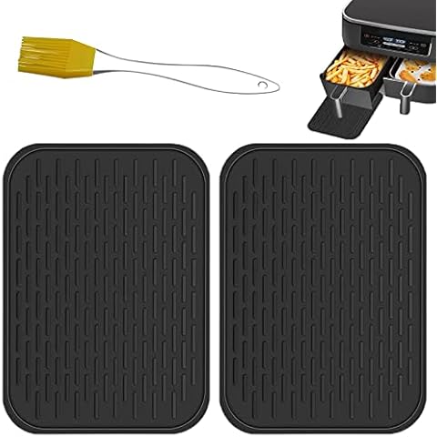 Heat Resistant Mat Compatible with Ninja Foodi Dual Air Fryer AF300UK DZ201 Gekufa Silicone Air Fryer Heat Mat with Oil Brush Cover