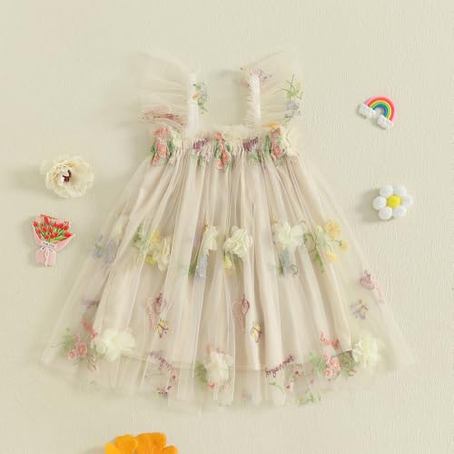 Baby Girl Tulle Dress Layered Butterfly Tutu Princess Dress Sleeveless 6 12 18 Months 2 3 4 T2