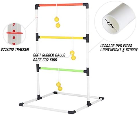 KH Ladder Ball Toss Game Set - Beach/Lawn/Yard/Camping Games for Families Adults Kids - Summer Outdoor Sports - 4