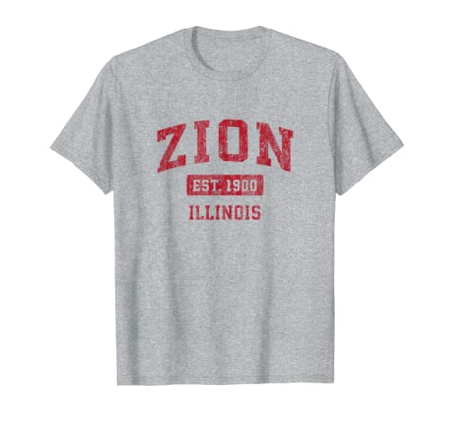 Zion Illinois IL Diseño deportivo vintage Diseño rojo Camiseta