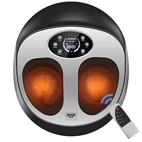 Fussmassagegerät Elektrisches, Fußmassagegerät mit 5 Modi und 9 einstellbare Intensität, Shiatsu Fußmassagegerät mit Wärme, Bedienfeld und Fernbedienung, bis Herren Schuhgröße 46(schwarz) Cover