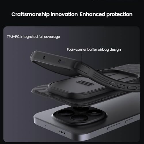 Image of CamShield Pro Back Cover Case for Xiaomi Redmi Note 15 Pro+ 5G, Slide Camera Lens Protection, Shockproof Hard PC + TPU Slim Anti-Fingerprint Scratch Resistant Mobile Phone Cover (Black)
