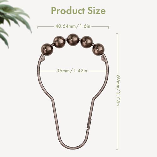 Image of Amazer Shower Curtain Hooks, Decorative Bronze Shower Curtain Hooks,Stainless Steel Rust-Resistant Shower Hooks for Curtains-Set of 12