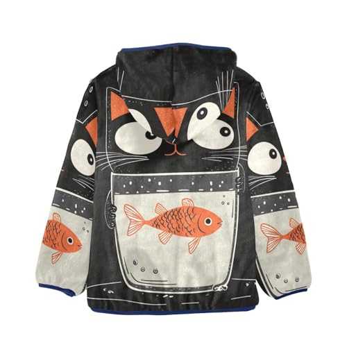 Cat and A Glass Of Fish Girls Fleece Jacket Girls Fall Jacket Girls Zip Up Hoodie Girls Sherpa Jacket 2-10T2