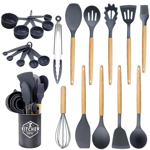 Silicone Kitchen Utensils 22 Pieces, Set of Utensils da Cucina per Pentole Antiaderenti