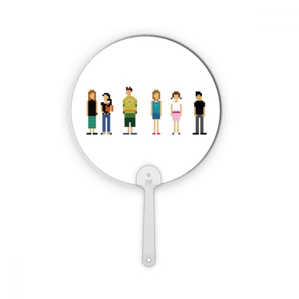 Éventail pixel art geek portable en plastique rond no/no pour décorations de bureau