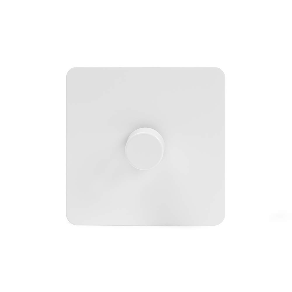 Soho Lighting White Metal Flat Plate 250W 1 Gang 2 Way Trailing Dimmer Screwless
