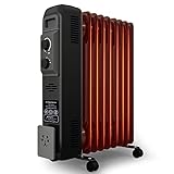 Radiatore ad Olio, Radiatore Elettrico 2000W, 9 Elementi, Termosifone ad Olio, Velocità di Riscaldamento Regolabile, Radiatore ad Olio Basso Consumo, Nero