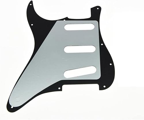 Miniatura 61 de KAISH 11 Agujero ST/Strat Estilo Pickguard SSS Pick Guard para USA/México Stratocaster/Strat Black Pearl Perla de abulón.