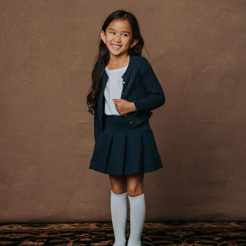 Image of Hope & Henry Girls' Long Sleeve Fancy Cardigan Sweater with Stripe Trim