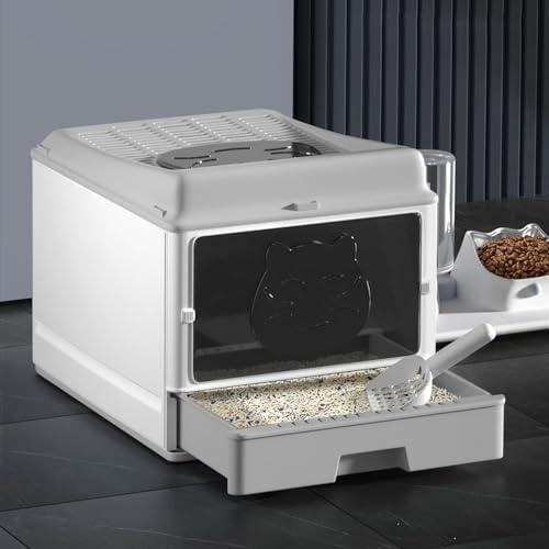 Caja de arena para gatos plástica grande con pala gris miniatura 7