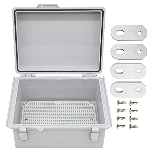 Airtak Electrical Junction Box With Mounting Plate, Hinged Cover Stainless Steel Buckles, Ip67 Outdoor Project Box Weatherproof Diy Electrical Enclosure 8.6×6.7×4.3 Inch (220×170×110Mm) #TOP17