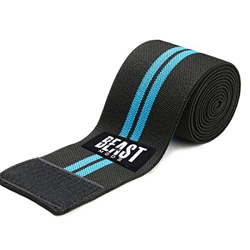 Image of Weight Lifting Knee Wraps Heavy Duty Elastic Compression Support for Squats Gym Power Lifting Olympic Lifting Workout Cross Training and Cross fit - Pack of 1 (Blue)