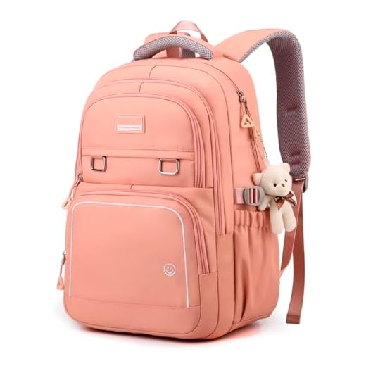 Mochila Fofa Feminina De Costas Bolsa Impermeável Escolar Leve Escolar Viagem Trabalho Faculdade Passeio Dia a Dia Fashion Elegante Confortavel Versatil Menina Escola Casual (Rosa Coral)