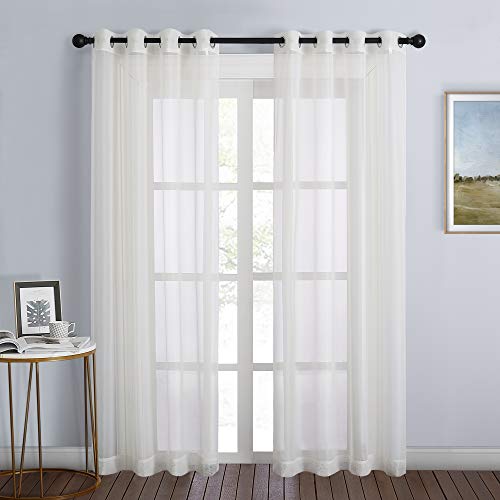 NICETOWN Sheer Curtains for Bedroom Windows 84 inch Length, Grommet Casual Voile Sheer with Light...