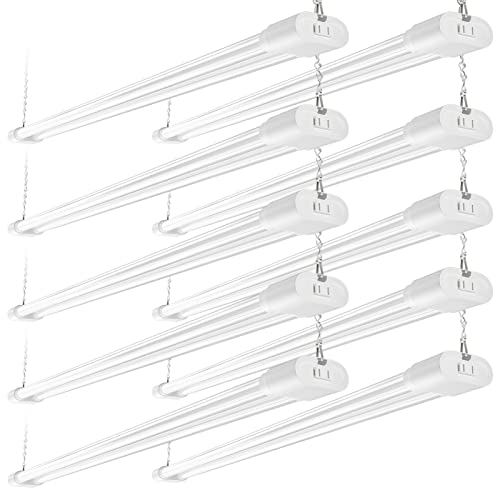 Ensenior 10 Pack Linkable Led Shop Light 4ft for Garage, 4400 High Lumens, 36W Equivalent 280W, 5000K Daylight, 48 Inch Utility shop led lights, Surface or Hanging Mount Fixtures, White, ETL Certified Ensenior 10 Pack Linkable Led Shop Light 4ft for Garage, 4400 High Lumens, 36W Equivalent 280W, 5000K Daylight, 48 Inch Utility shop led lights, Surface or Hanging Mount Fixtures, White, ETL Certified