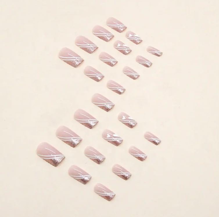 Image of Fashionharbour 24 Reusable Artificial Fake Nail Set| Lightweight & Long Lasting| Easy To Use| Quick Fix For Festivals & Special Occasions (w476)