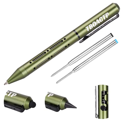 TBOACTP 4.7 Mini 3 EDC Ballpoint Pen Pencil and Stylus in One with 2 Refill 6 Pencil Tip and 2 Stylus Tip Ultra Long Lasting Bolt Action Pen for Office Learning Working Green