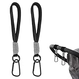 DORKIN Ganchos para silla de paseo, juego de 2 ganchos para bolsas de cochecito, mosquetones, accesorios prácticos para ir de compras y pasear, negros