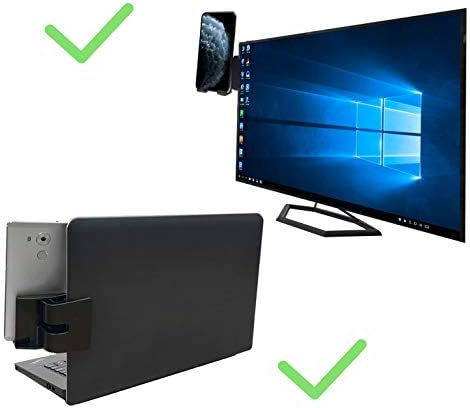 Kare & Kind Smartphone Clip-On Holder - Attaches to Monitor and Laptops - Adjustable Mount For Slim or Thick Monitors (up to 25mm) - With A Universal Phone Dock/Stand