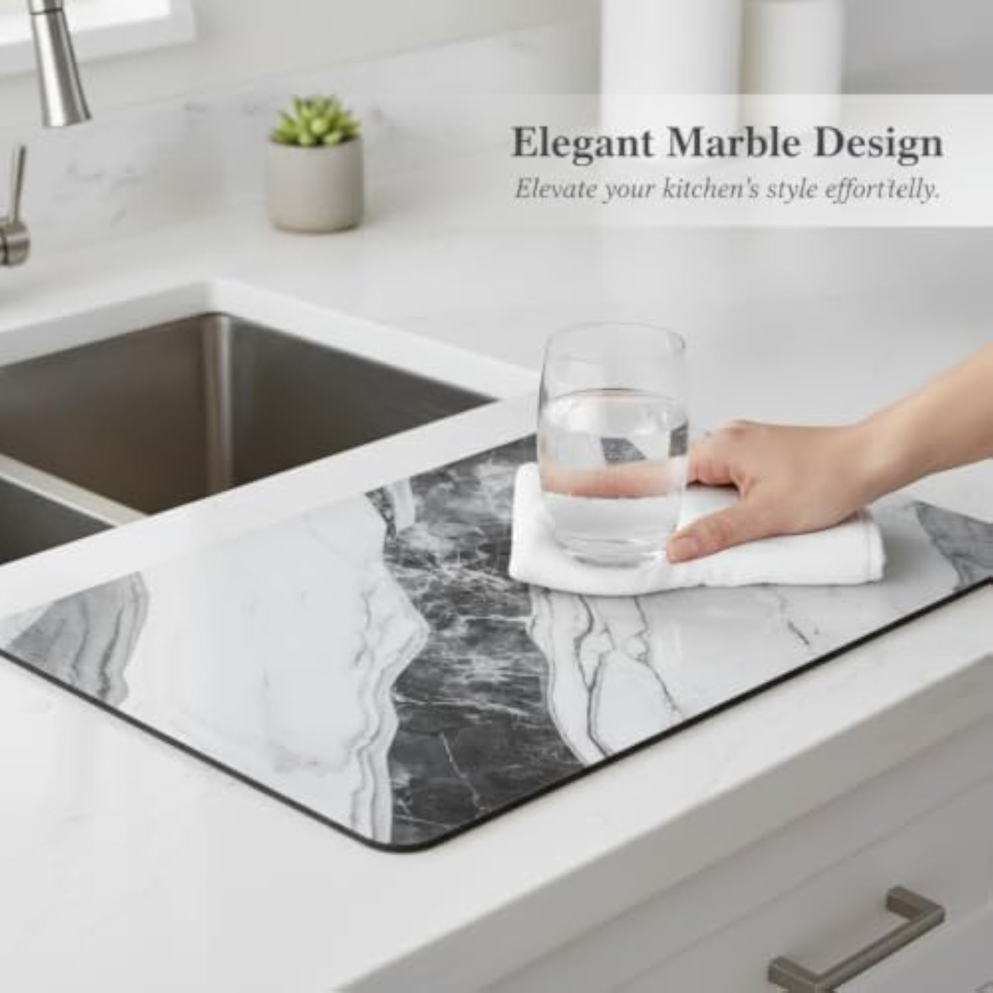 Marble Pattern Diatomite Absorbent Mat for Kitchen Counter