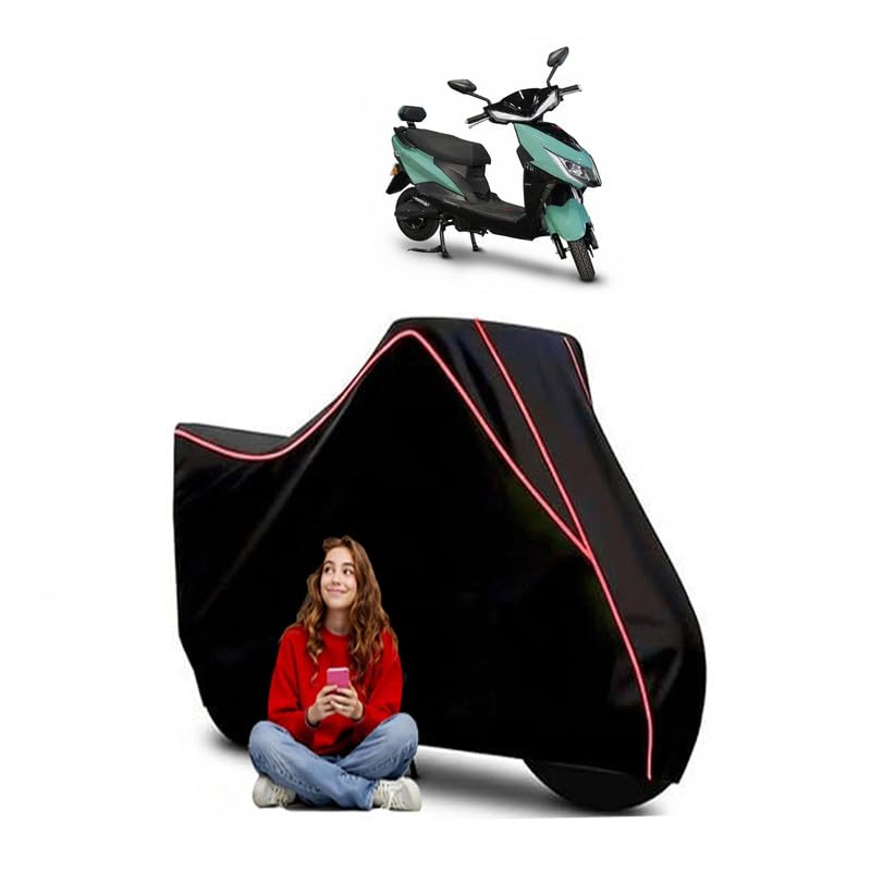 Image of Drift DX Scooty Bike Cover Water Resistant Outdoor Use Universal Fit Scooters Motorcycles Heavy Duty UV Protection Dust Rain Scratch Resistant Elastic Bottom Black Blue Piping