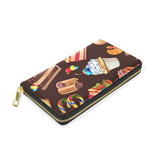 U LIFE Cute Cartoon Candy Dessert Chocolate Cake Happy Birthday Wallets Purse Cash Card Holder Case Leather - Image 4