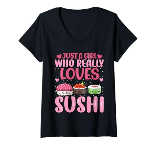 Mujer Japanese Sushi Lover - Just a Girl Who Really Loves Sushi Camiseta Cuello V
