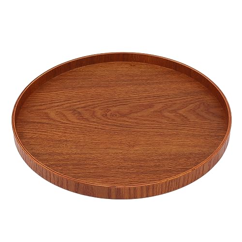 Plateau De Service Rond, Plateau Décoratif En Bois Rond, Plateau De Service En Bois Robuste 11.8in Simple élégant Rond Plateau à Thé En Bois Multifonction Pour Café Bureau Table à Manger(brown)