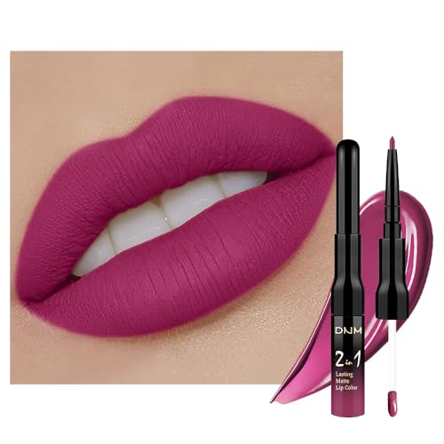 Image of evpct 1Pcs Rose Matte Lip Liner and Liquid Lipstick Stain Makeup Set for Women, Rose Red Plum Long Lasting Smudge Proof Lipstick, 37#