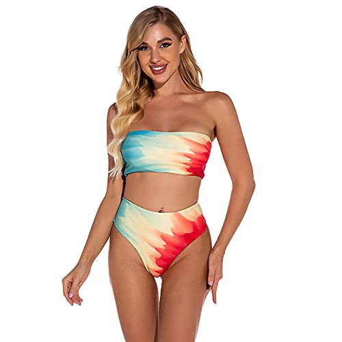 Maillot de bain bikini tube haut taille haute avec fente latérale élégante