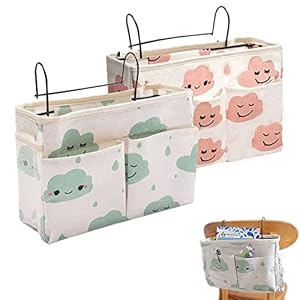 Qanye Betttaschen 2er Set Grün Rosa Wolke