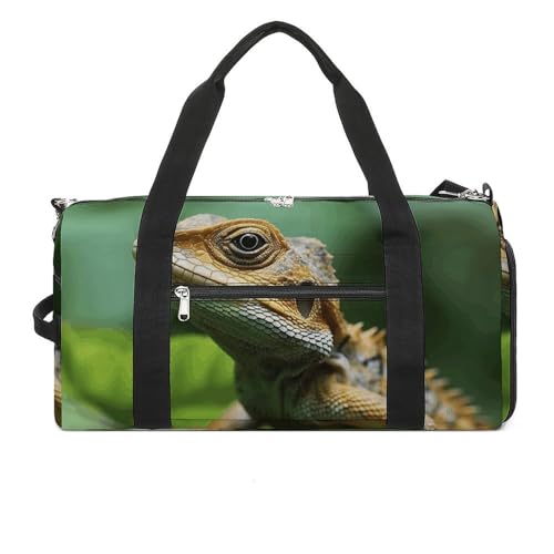 Sac de gym imprimé lézard animal - Sac de sport avec compartiments élégant