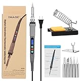 Welding Soldering Iron with Thermostatic Digital-Controlled and LCD Screen Display, 60 W Temperature Adjustable 180℃/356℉-480℃/896℉ with 5 PCS Soldering Bits, 2 Soldering Iron Stands & 1 Sponge