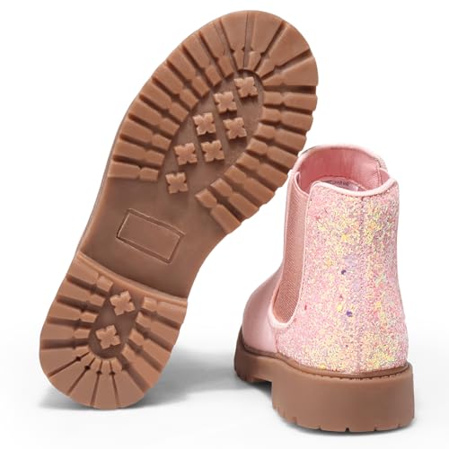 Girls Boots Kids Platform Ankle Boots Glitter Winter Boots For Teen Girls Toddler Boots Elastic Low Heel Girls Booties For Little Kids/Big Kids3