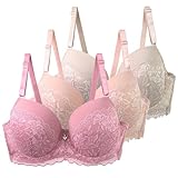 3ER PACK SPITZEN BH DAMEN MIT BÜGEL PUSH UP BRA SEXY STARKER HALT GROSSE BRÜSTE KLASSISCHE BHS SET WEICH BEQUEMER UNTERWÄSCHE BUSTIER MIT VERSTELLBAREM FITNESS DESSOUS FÜR ALLTAG