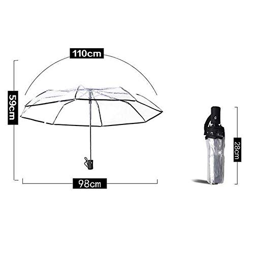 Gyy One-Button Open And Close Folding Transparent Umbrella Automatic Umbrella Tri-Fold Umbrella Rainproof And Windproof Lightweight Portable Umbrella (White) #TOP4