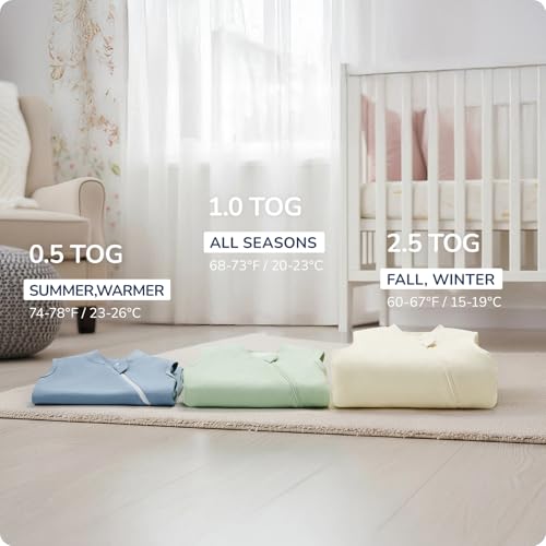 Image of Baby Sleep Sack 12-18 Months 0.5 Tog, Supersoft Thermostatic Cotton Toddler Sleeping Sack for Babies Infant, 2-Way Zipper Baby Wearable Blanket for Summer Blue