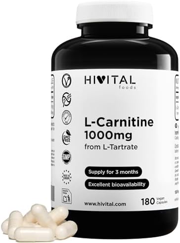 Pure L-Carnitine 1000 mg. 180 vegan capsules for 3 months of trea...
