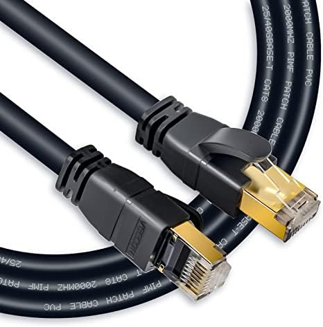 VEECOH Cat 8 Ethernet Cable 30Ft/10M, Cat8 Cable 40Gbps 2000Mhz Ultra High Speed Internet Cable 26AWG SFTP Shielded Network LAN Patch Cord with Gold Plated RJ45 for Gaming Router Modem Switch PC