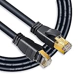 VEECOH Cat 8 Ethernet Cable 30Ft/10M, Cat8 Cable 40Gbps 2000Mhz Ultra High Speed Internet Cable 26AW
