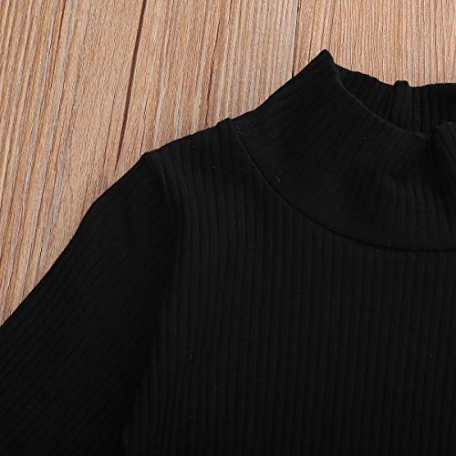 Rsrzrcj Kids Toddler Baby Girl Fall Winter Outfit Long Sleeve Knitted Turtleneck Sweater Top Mini Skirt With Belt 2Pcs Set (Light Green, 1-2 Years) #TOP3