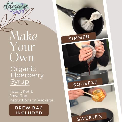 Elderwise Organic Elderberry Syrup Kit - Easy To Use, Diy Elderberry Syrup Making Kit With Elderberries ,Rosehips, Ginger, Echinacea, Cinnamon, And Cloves, Makes 32Oz Of Syrup, Brewing Bag Included #TOP3