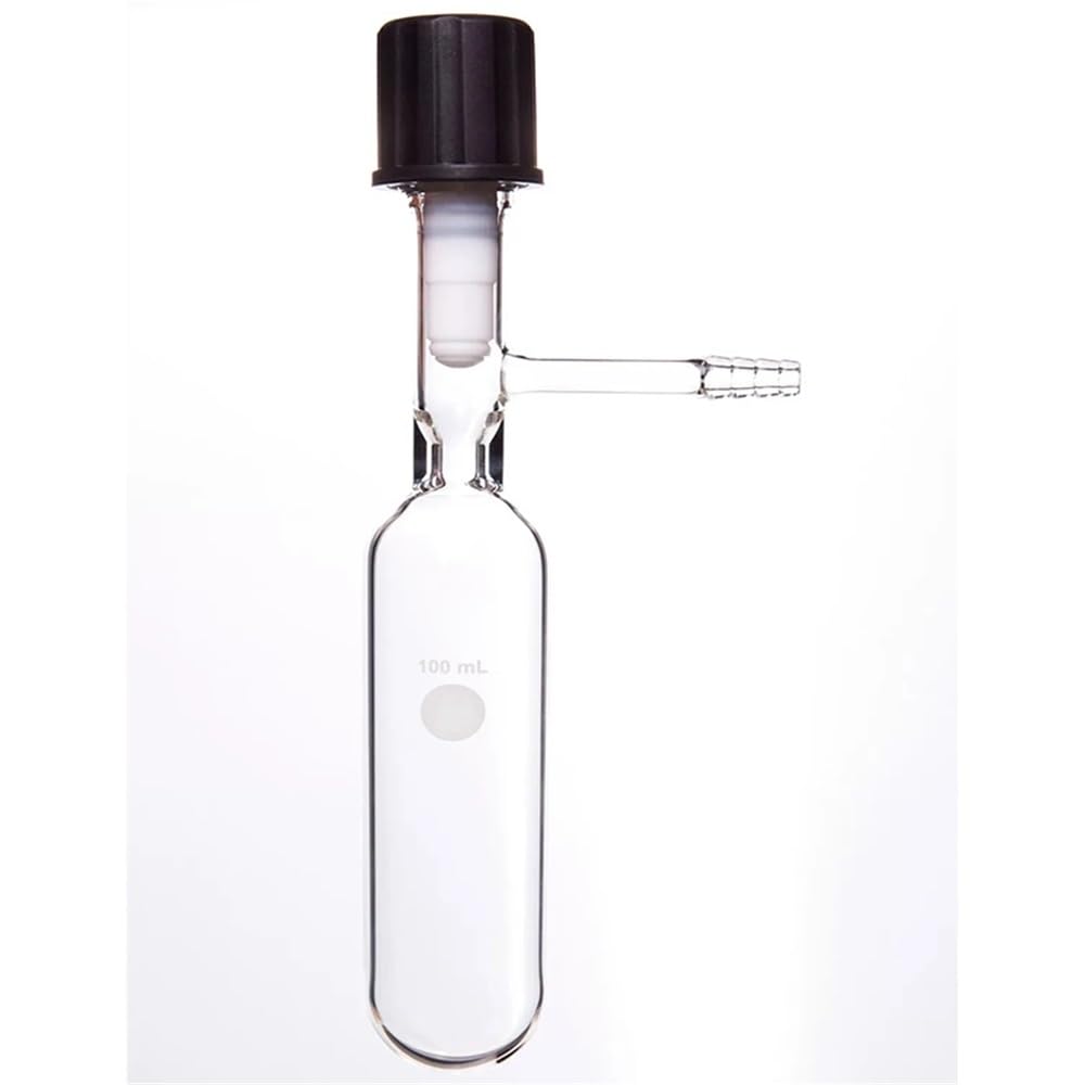 Glasadapter, Borosilikatglas F58 Dickwandiger PTFE-Hochvakuum-Durchflussregelventiladapter 5-350 ml Labor(10mL-F580810)