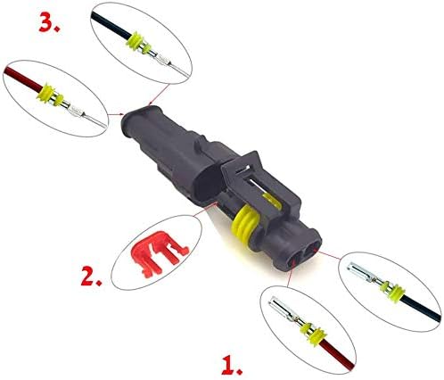 DONJON 2 pin connector kit,car way Waterproof Connector, 10 Kits Auto Electrical Connectors Series Terminals for Car, Truck, Boat