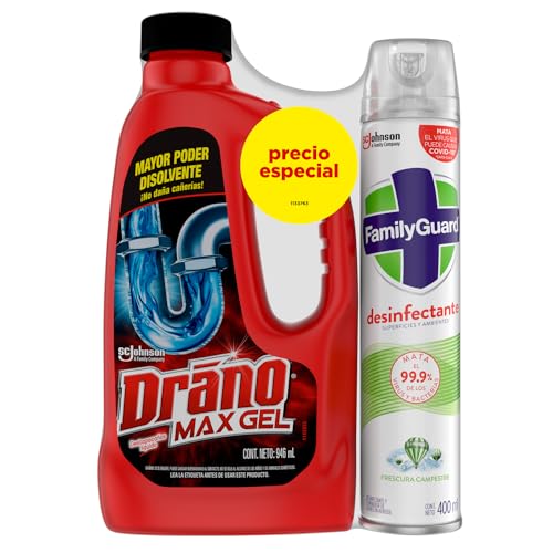 Limpiadores Para Baño, Kitchen Drano Special Pack Family Guard Aerosol Campestre + Drano Max Gel