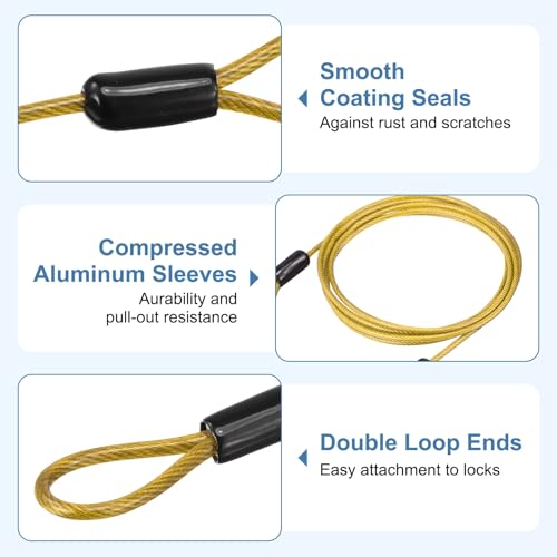 Cable de acero revestido de PVC con doble bucle flexible antipérdidas 3