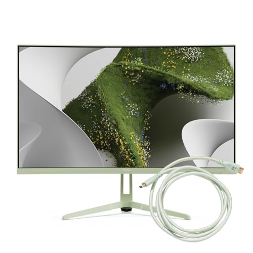 Image of Pixio PXC248 Wave Mint Green 24 inch 200Hz 1080p 1500R Curve Fast VA 1ms GTG Adaptive Sync Gaming Monitor with Mint Green HDMI 2.1 Cable Certified Ultra High Speed 6FT 8K 60Hz 4K 120Hz Nylon Braided